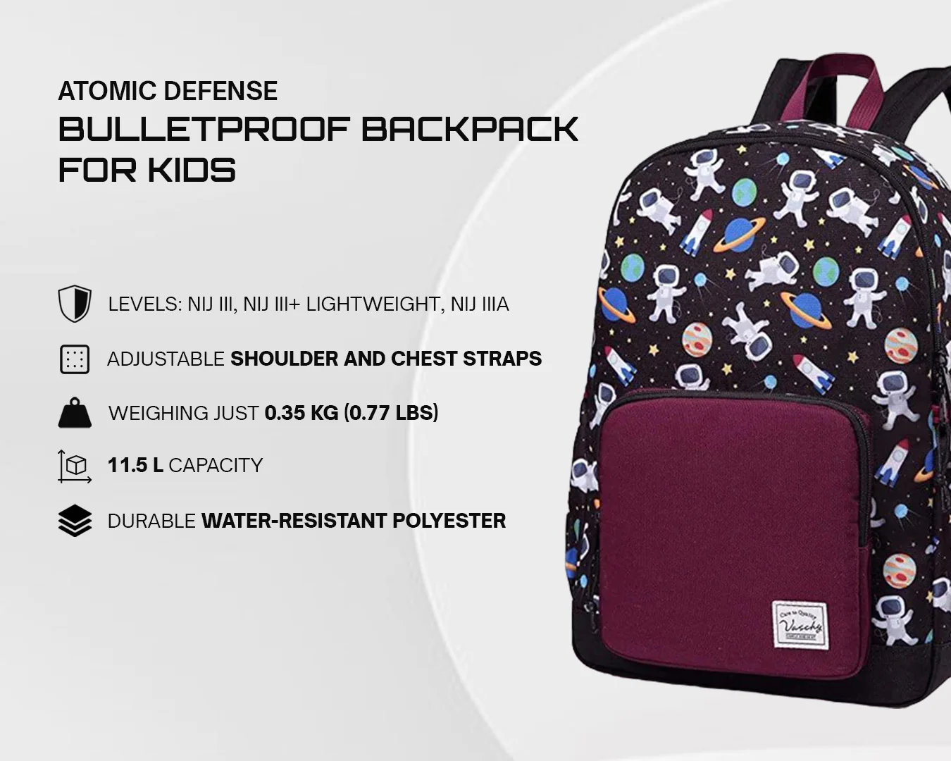 Atomic Defense Kids' Bulletproof Backpack