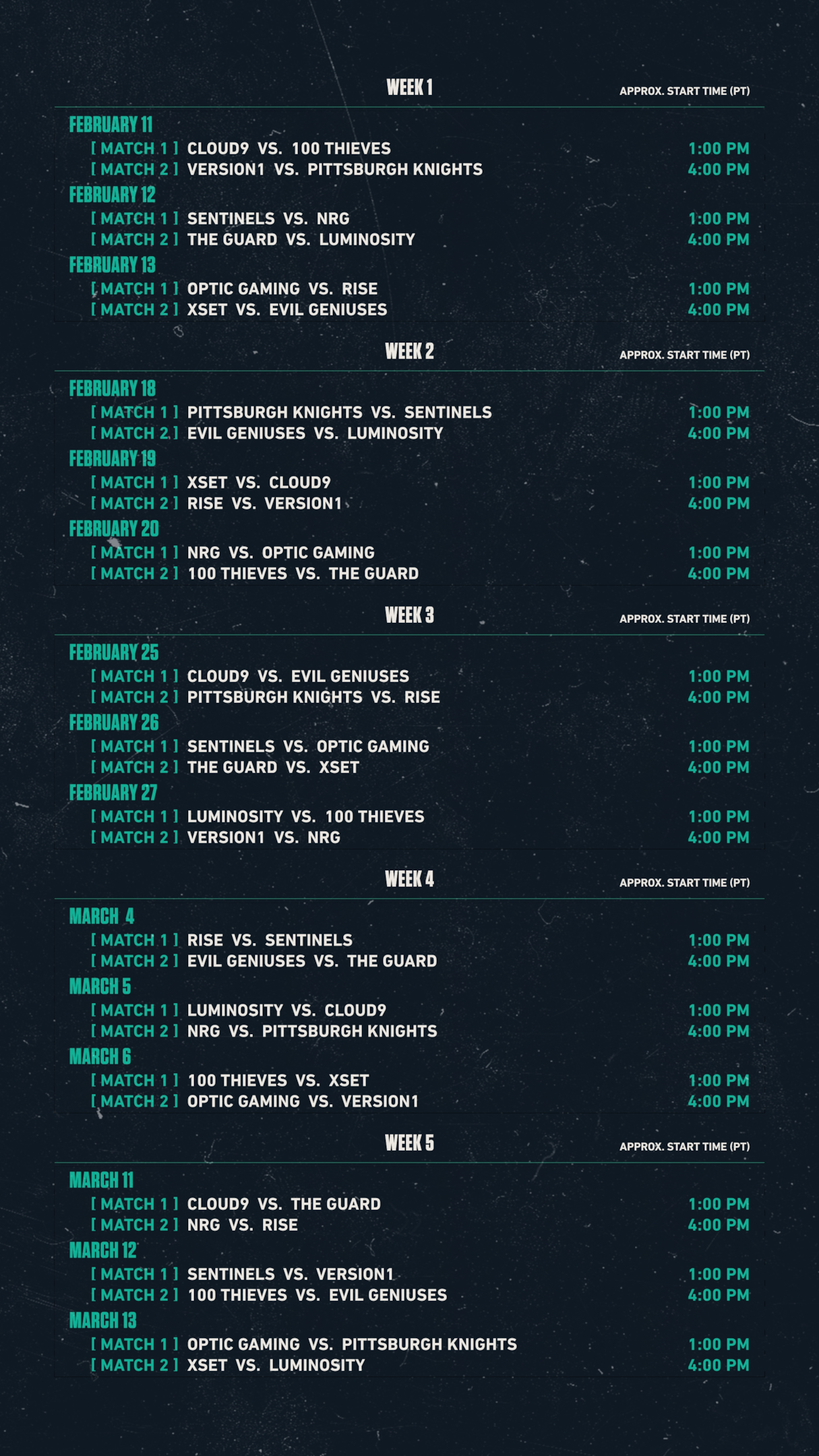 HORAIRE MISE À JOUR Source de l'image&nbsp;: Valoramt esports