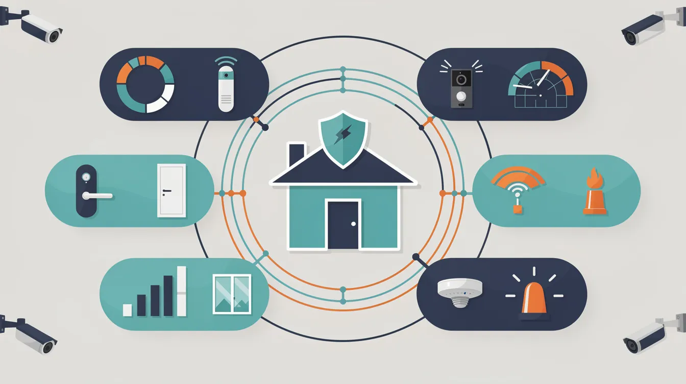 A visual representation of home security systems that can lead to homeowners insurance discounts.