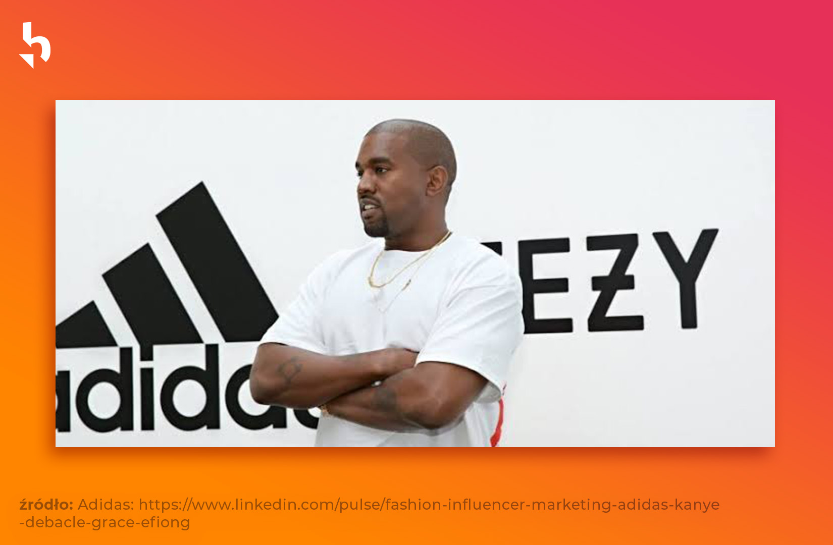 Kanye West wykorzystuje media społecznościowe do wpłwania na dobry odbiór świadomości marki adidas i ze swoich odbiorców tworzy potencjalnych klientów