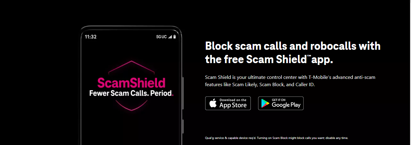 T-Mobile block scam calls webpage    