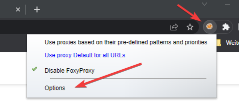 FoxyProxy Extension PopUp