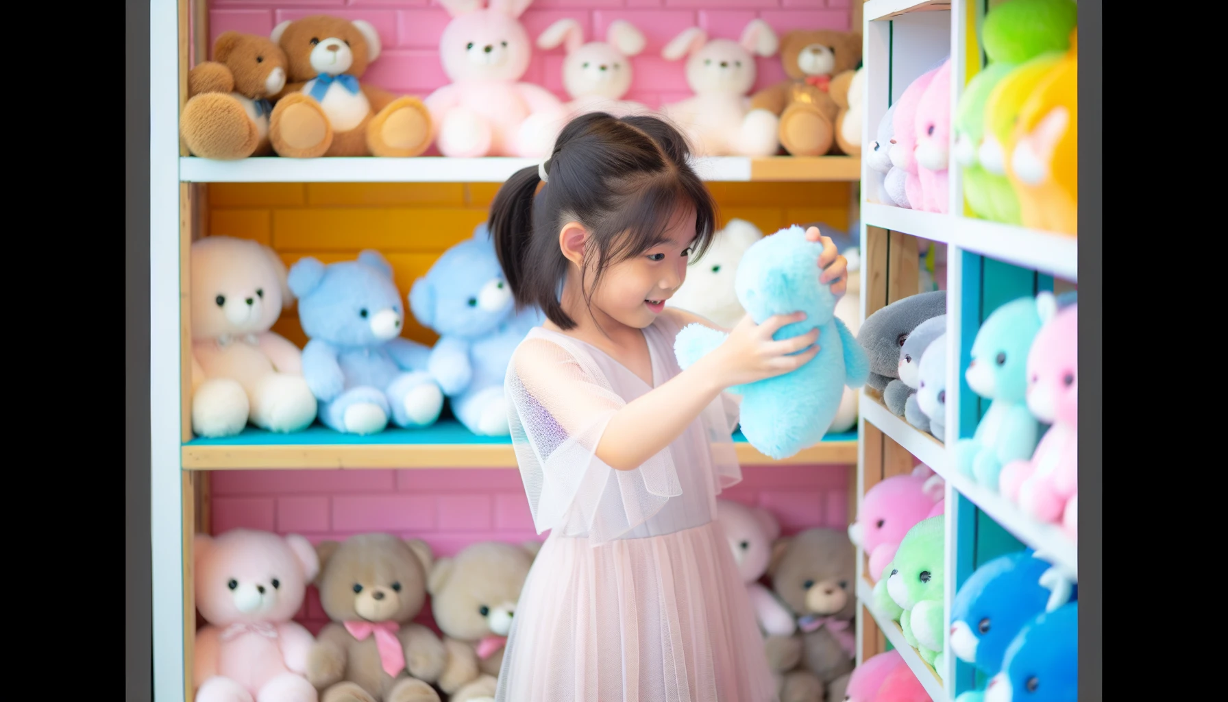 Child selecting a soft toy