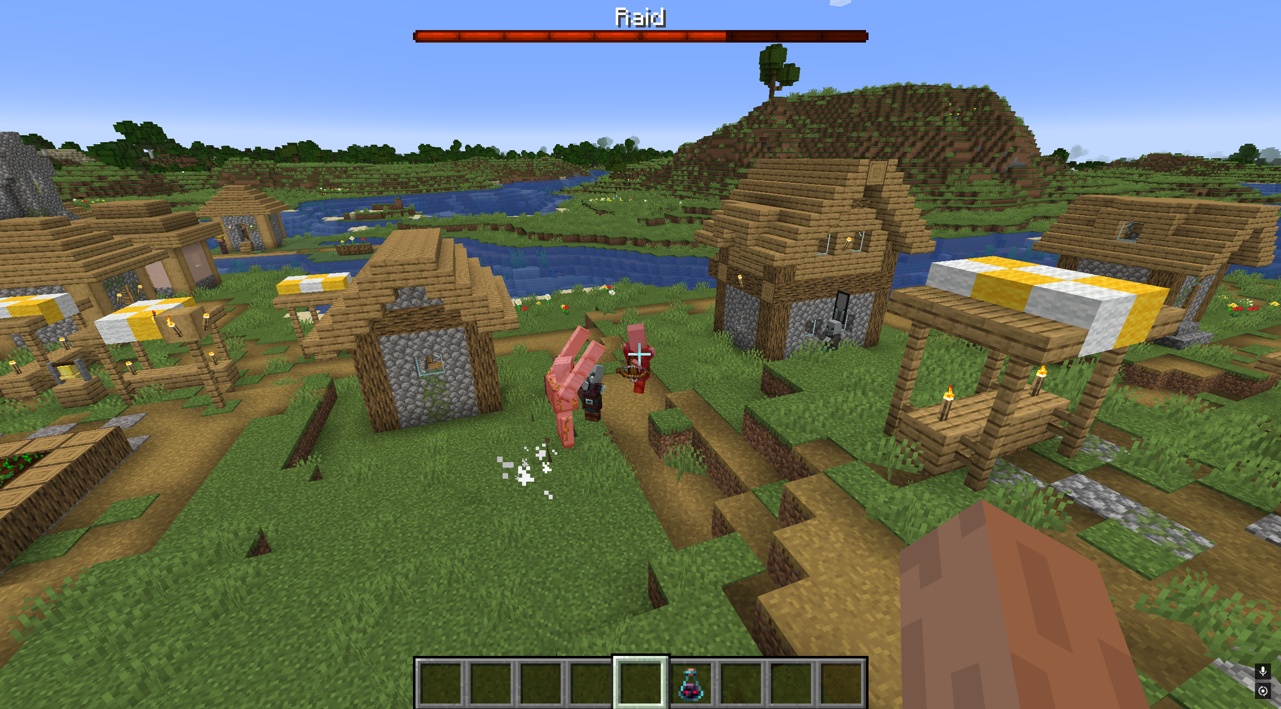 The proceeding events consist of villagers being attacked. Protect them.