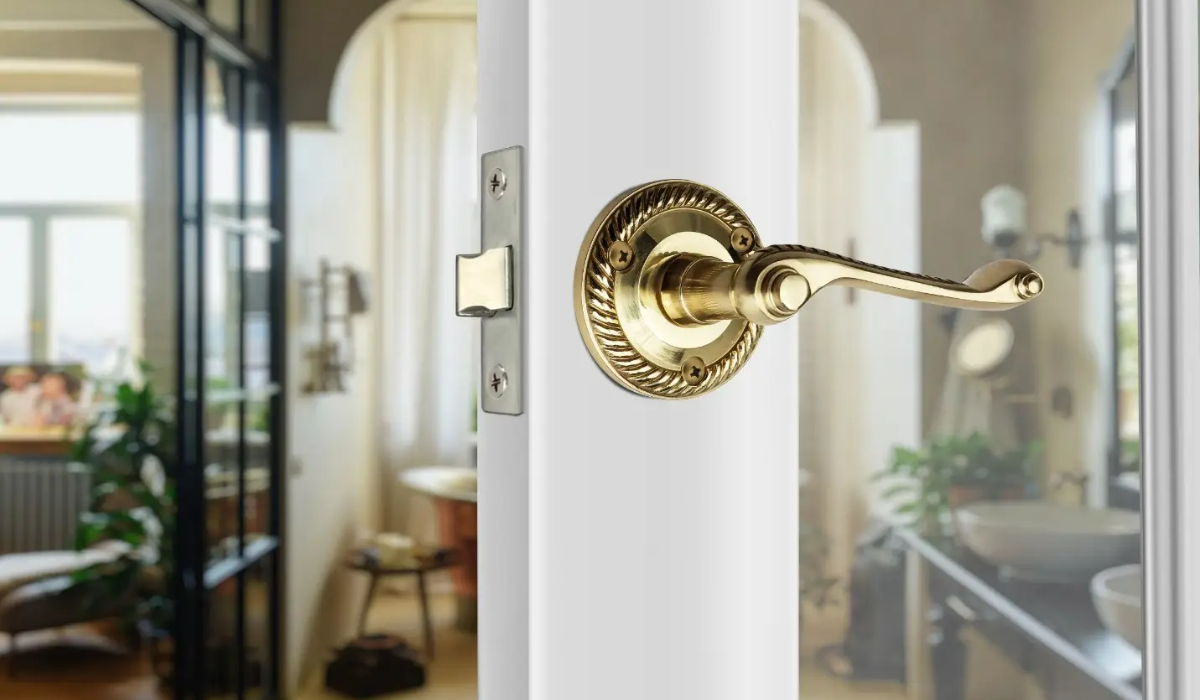 Period door furniture - solid brass scroll door handle 