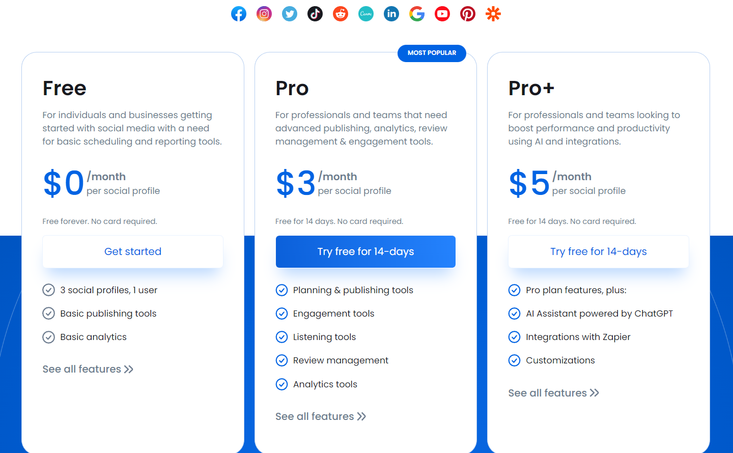 VistaSocial pricing plan tiers 