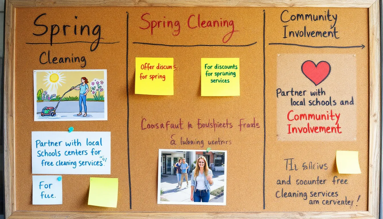 A marketing strategy board for pressure washing services in Alabama, highlighting promotional ideas.