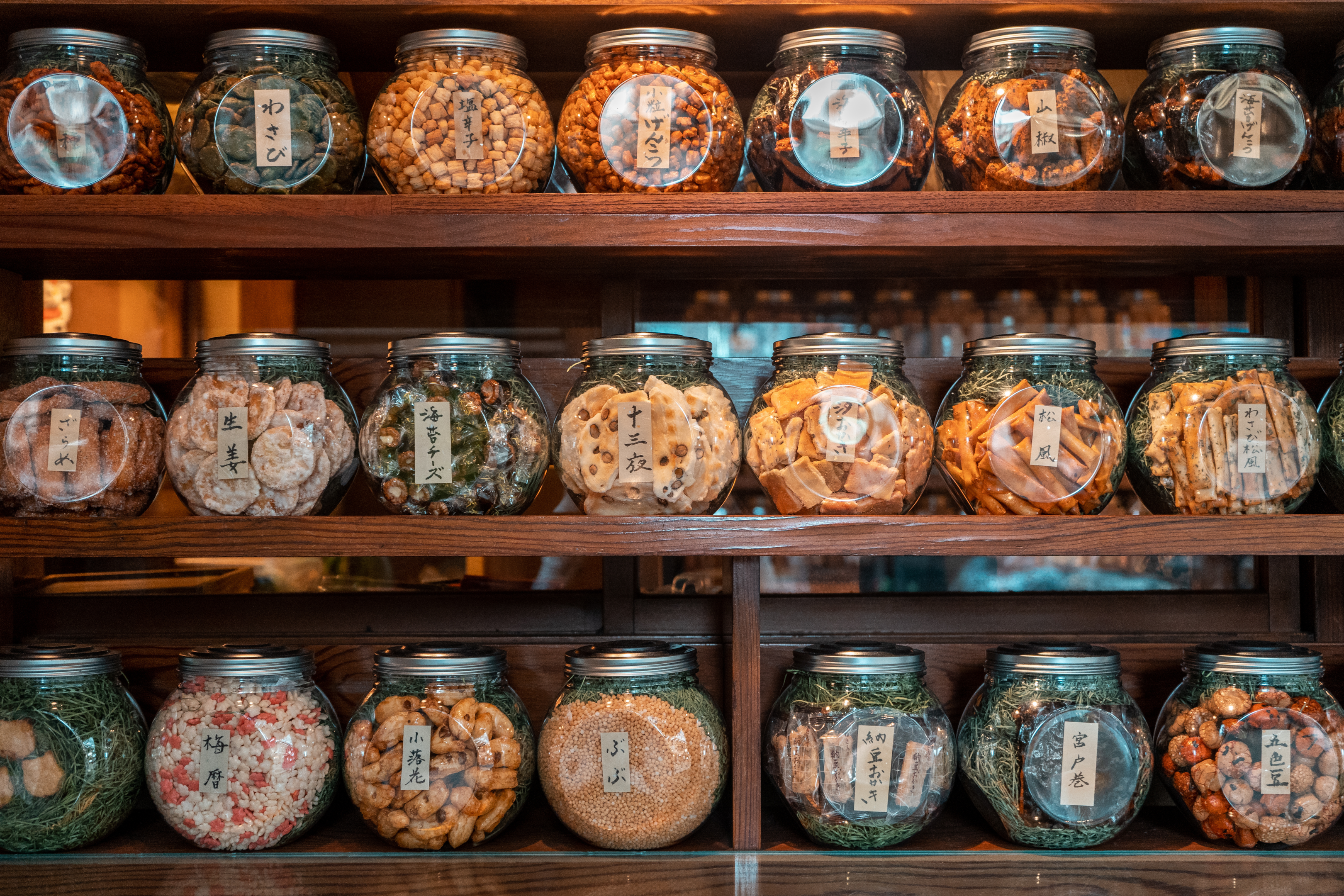 Traditional Japanese biscuits and candies