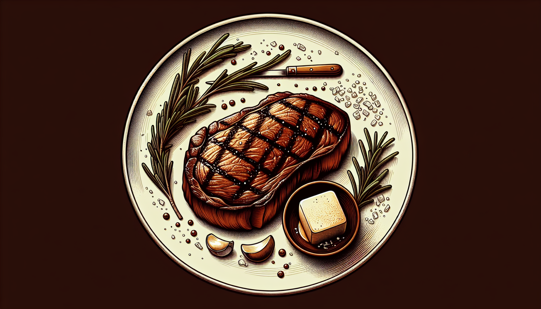 Illustration of a plate with a steak, emphasizing protein intake in a carnivore diet