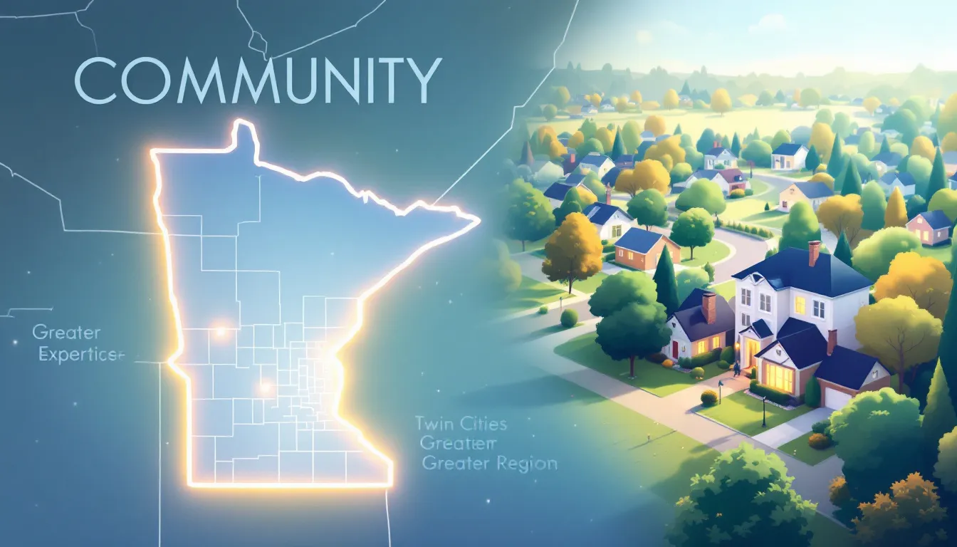 Map highlighting service areas in the Twin Cities and Greater Minnesota.