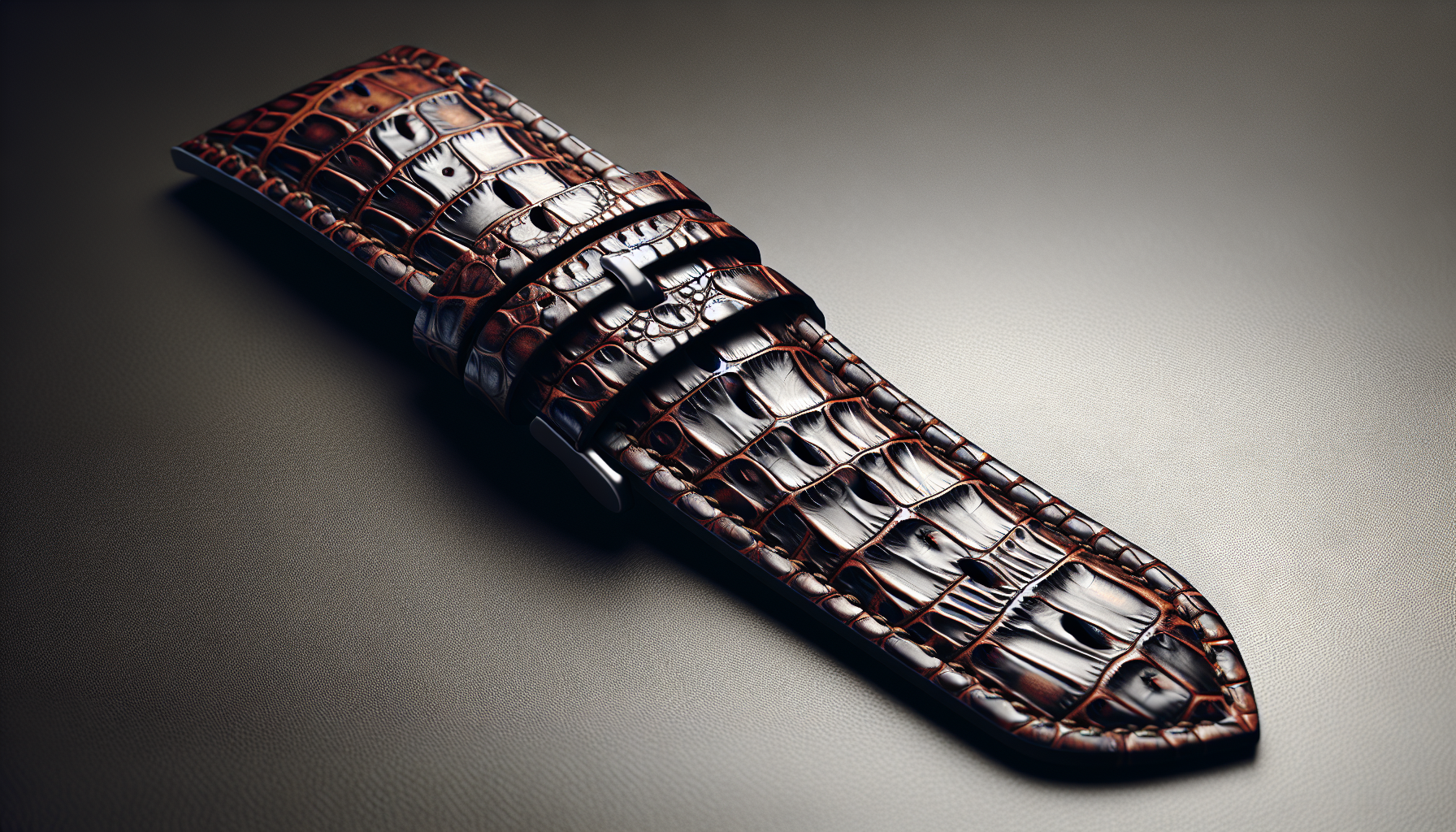 Luxurious alligator grain leather strap