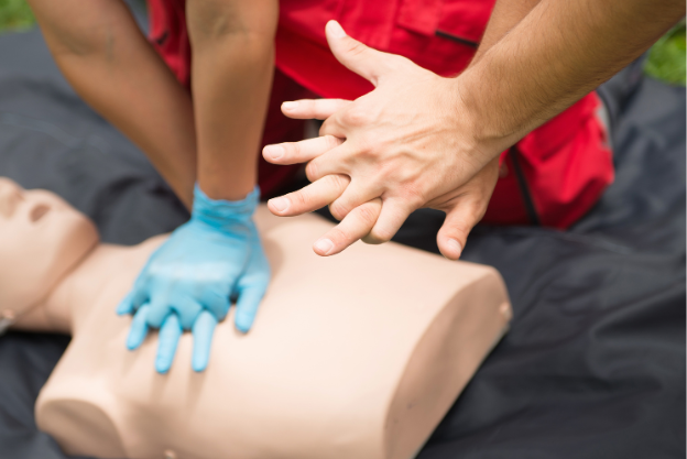 Illustration of a person performing chest compressions during CPR