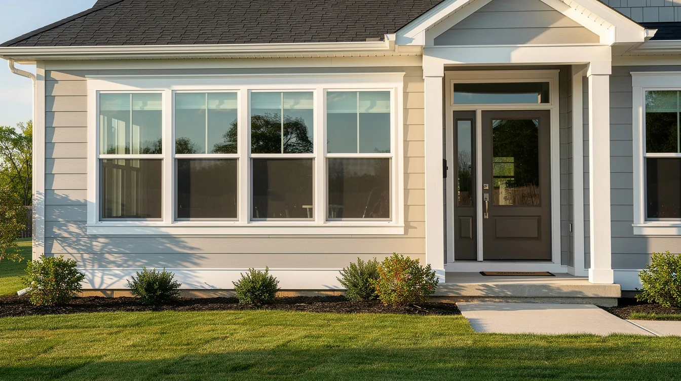 The image showcases a beautifully finished home exterior featuring clean, new windows that enhance the overall appearance and energy efficiency of the property. This upgrade, part of a full window replacement project in Plano, TX, highlights the quality and professionalism of the experienced team behind the installation.