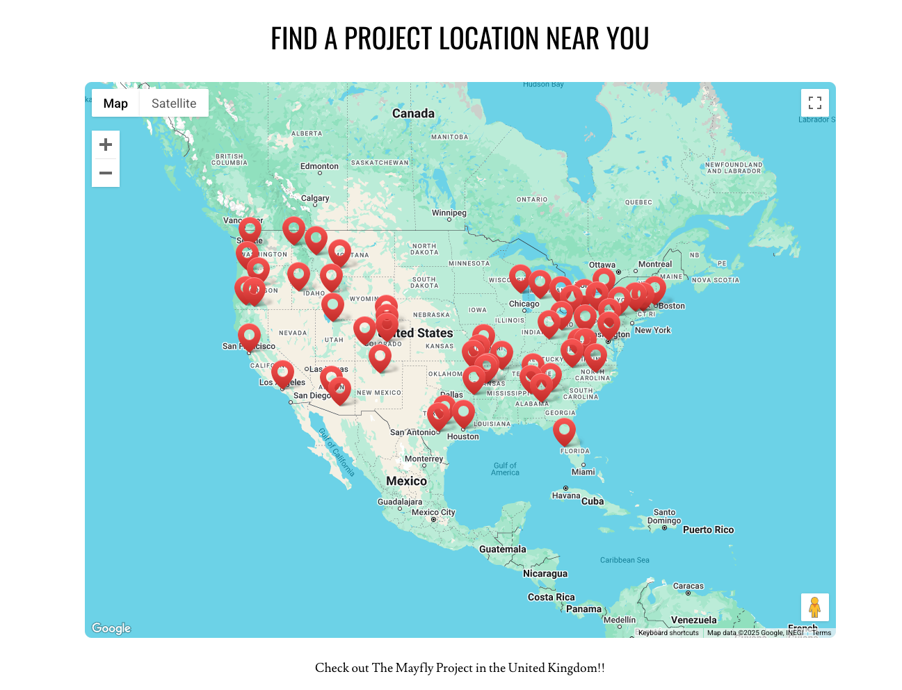 Mayfly Project Map of the USA