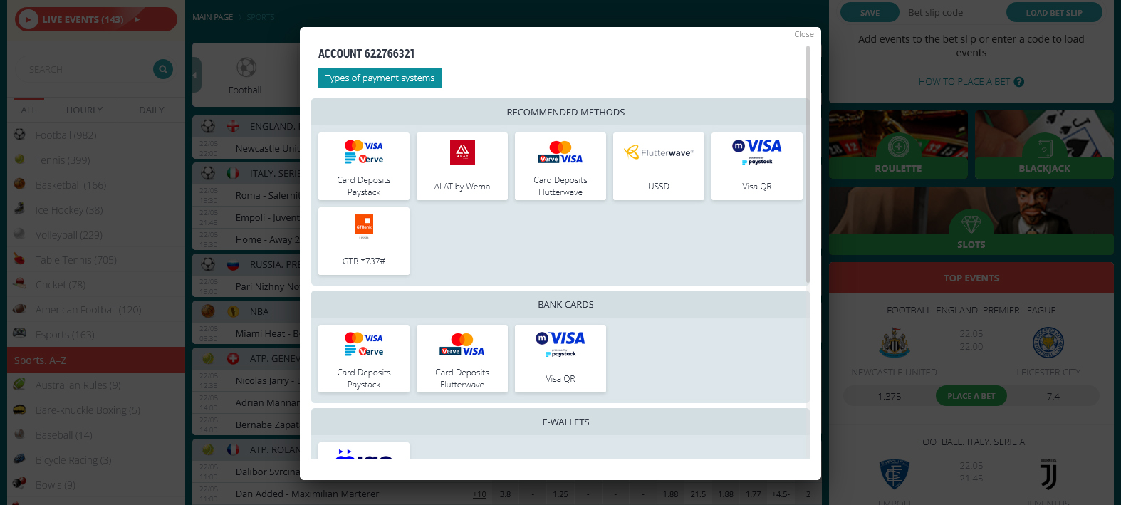 Your 22bet deposit methods