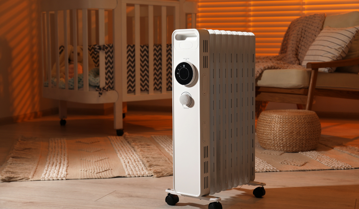 Portable electric heating - oil-filled radiator with precision temperature control