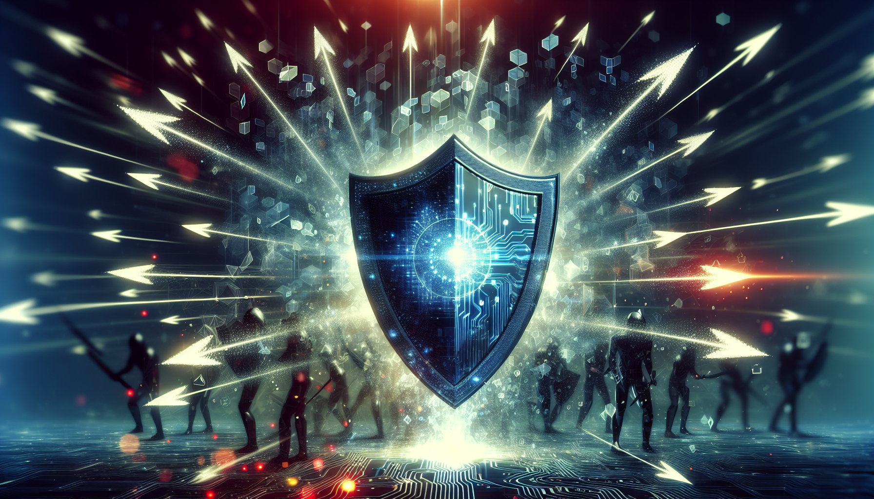 Illustration of a shield protecting against cyber attacks