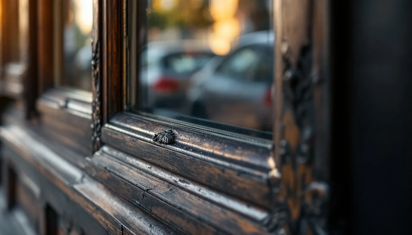 Close-up van een houten kozijn met dubbel glas, dat een klassieke uitstraling heeft. Het kozijn is goed geïsoleerd en biedt uitstekende isolatie, waardoor warmteverlies wordt verminderd en het wooncomfort wordt verhoogd.