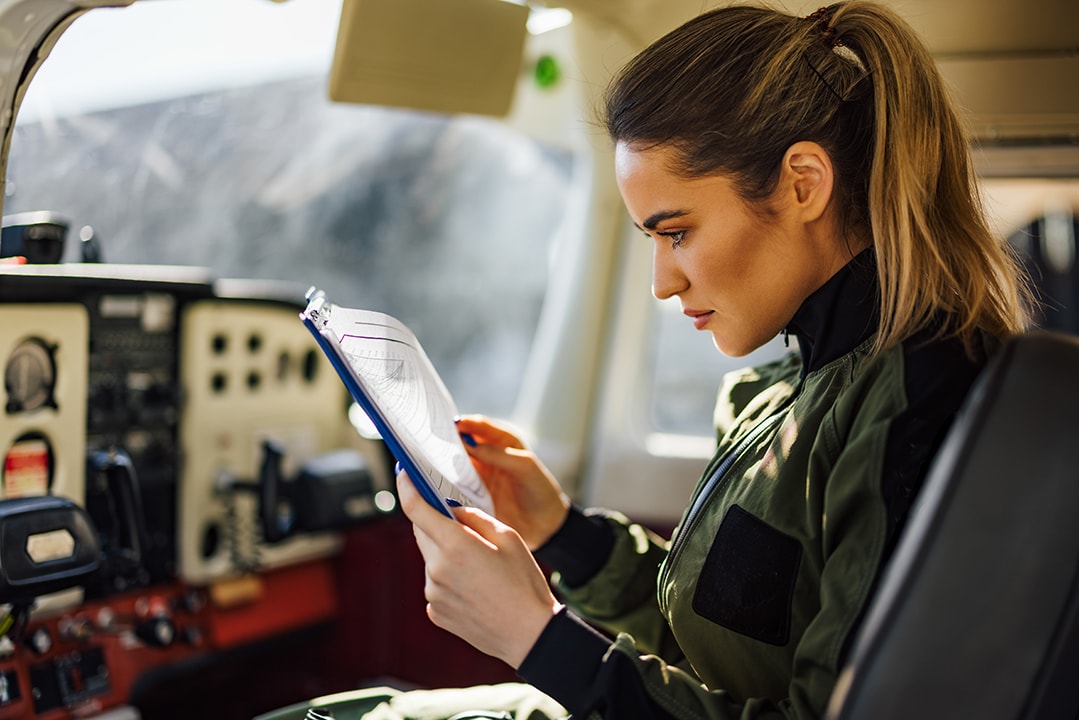 student preparing for sport pilot knowledge exam