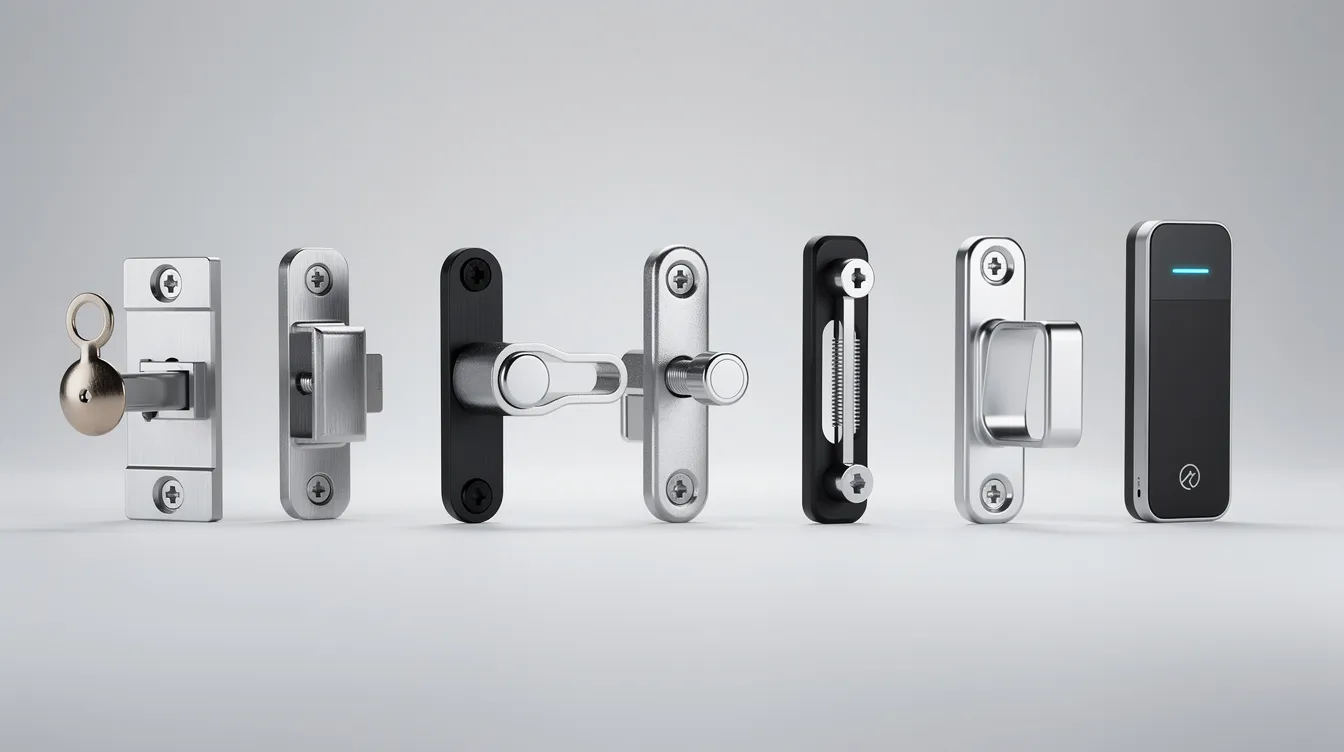 Different types of window security locks displayed together.