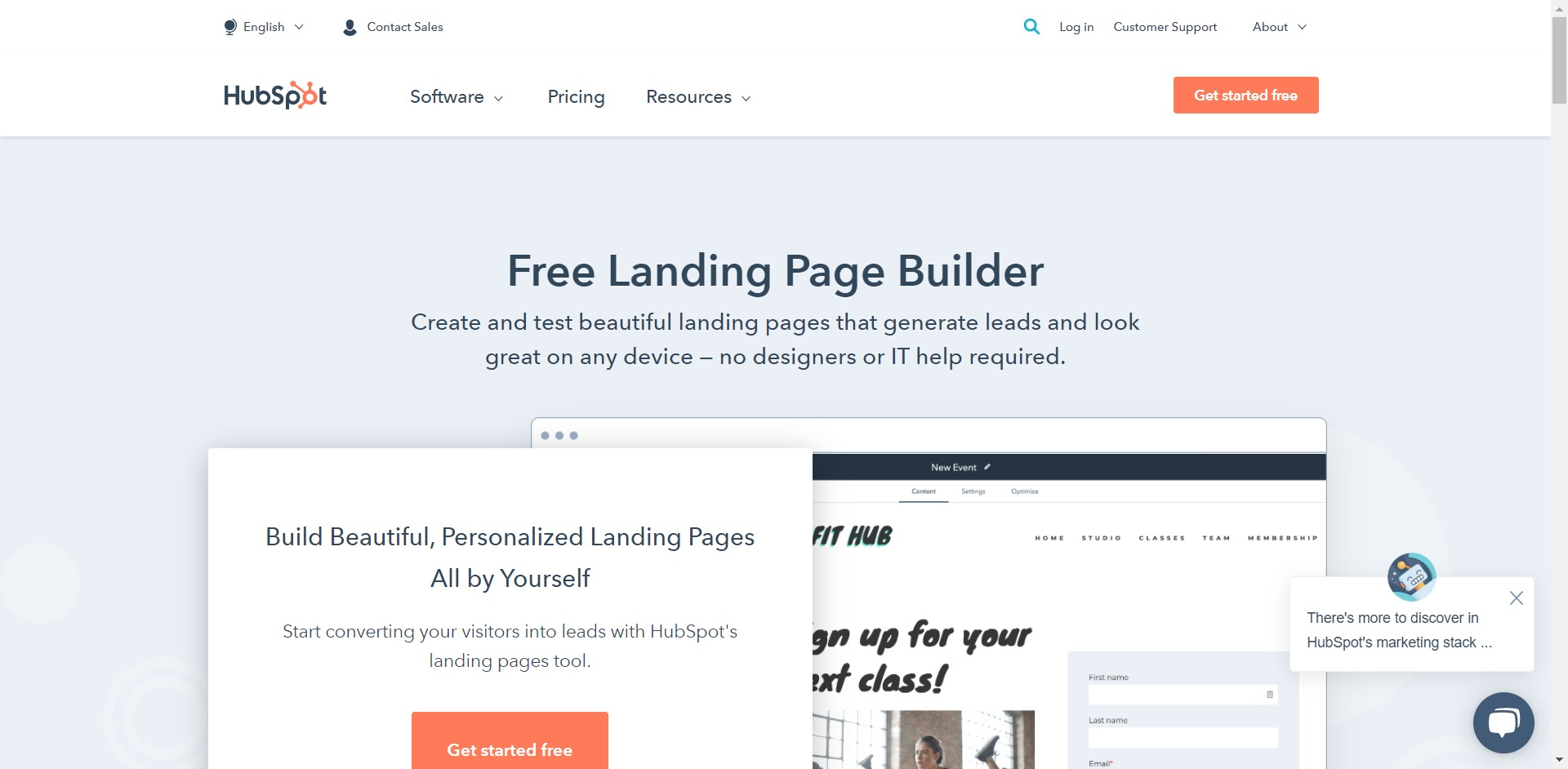 Best landing page builder - Hubspot