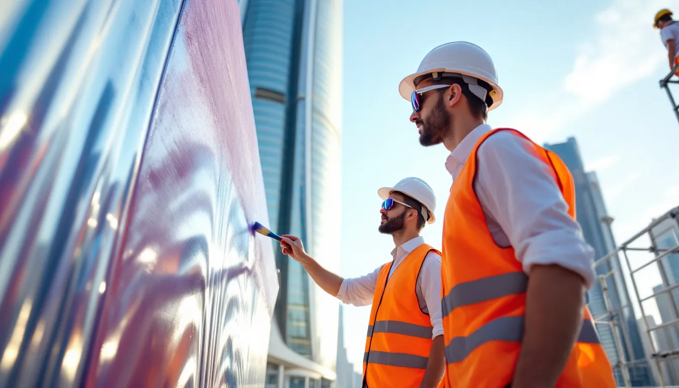 Safety measures being implemented during a painting project.