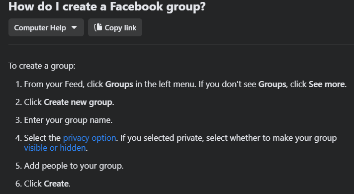 How to create a Facebook Group