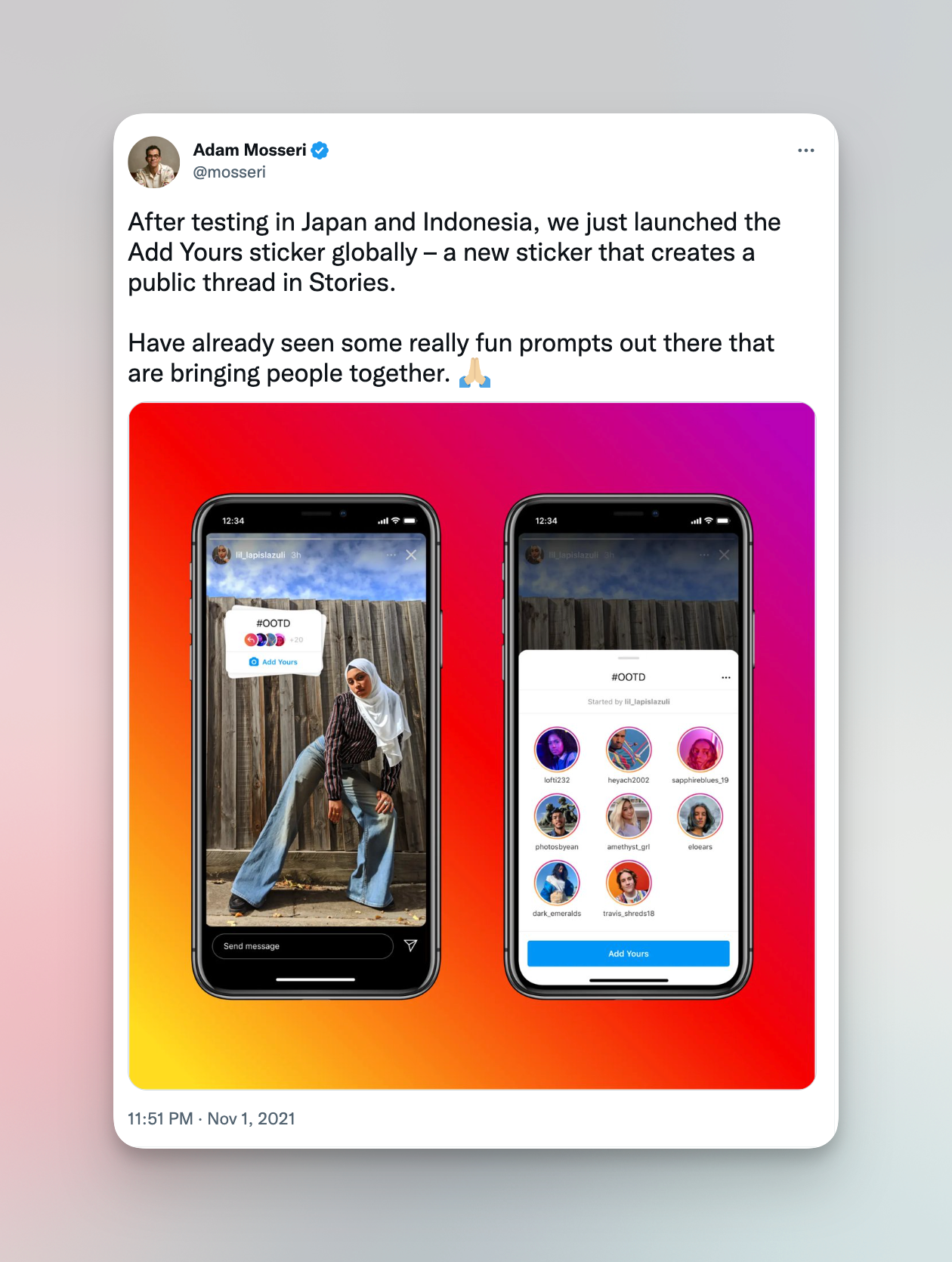 Remote.tools shows a screenshot from the head of Instagram defining add yours sticker feature as a way to create a public thread