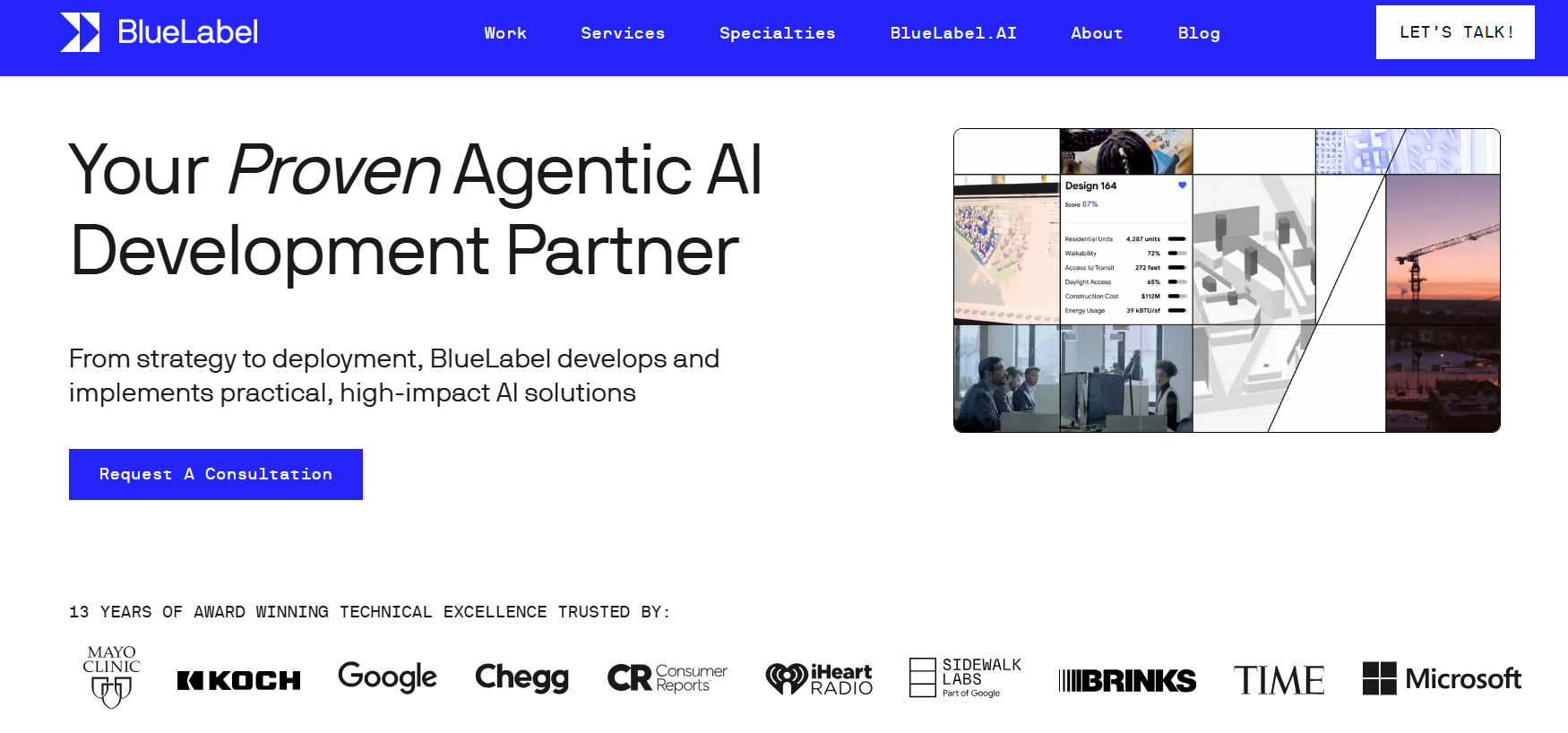 Blue Label Labs App Design Agency Web Page Image