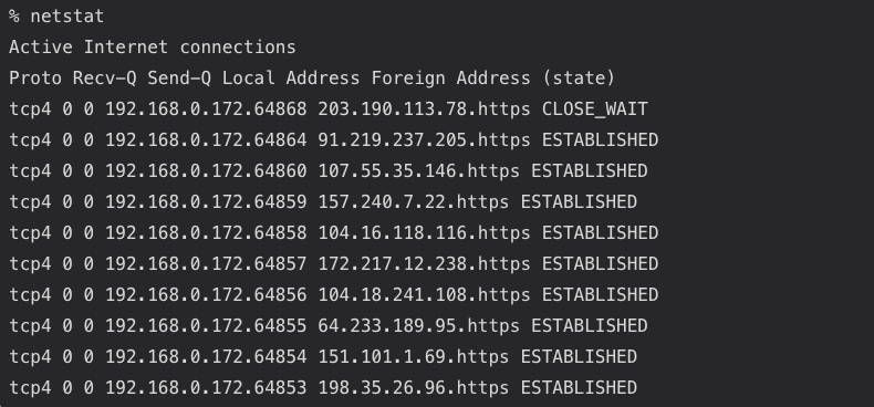 Netstat display all active connections on a host.