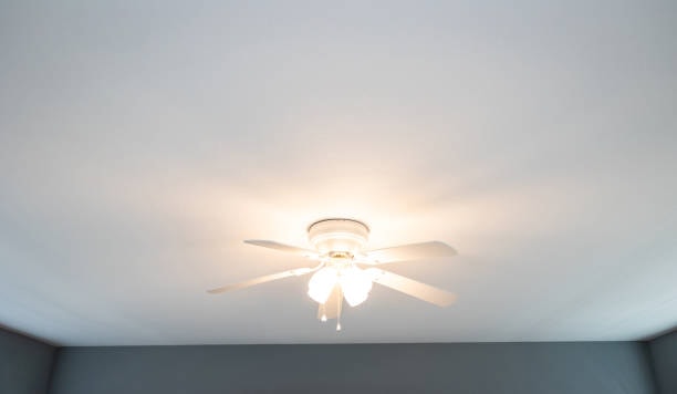 Ceiling fan with LED light bulb. 