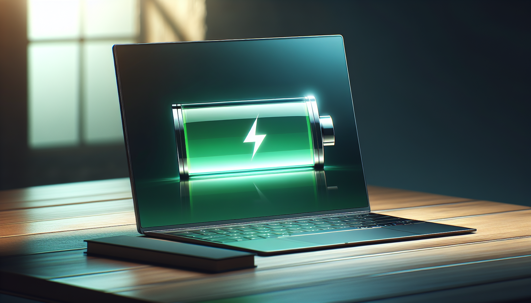 Illustration of a laptop with battery saver mode activated