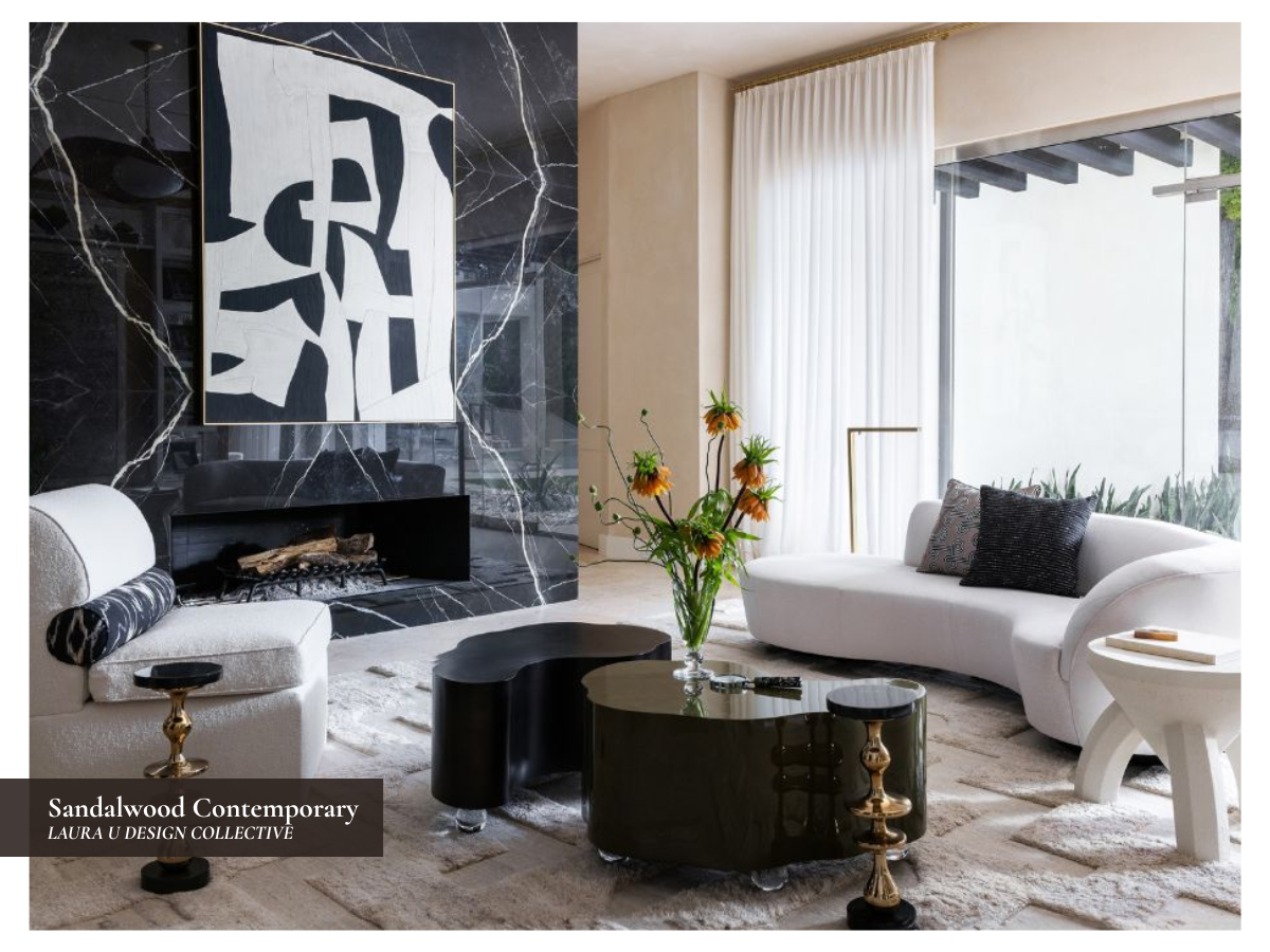 the living room in our Sandalwood Contemporary project