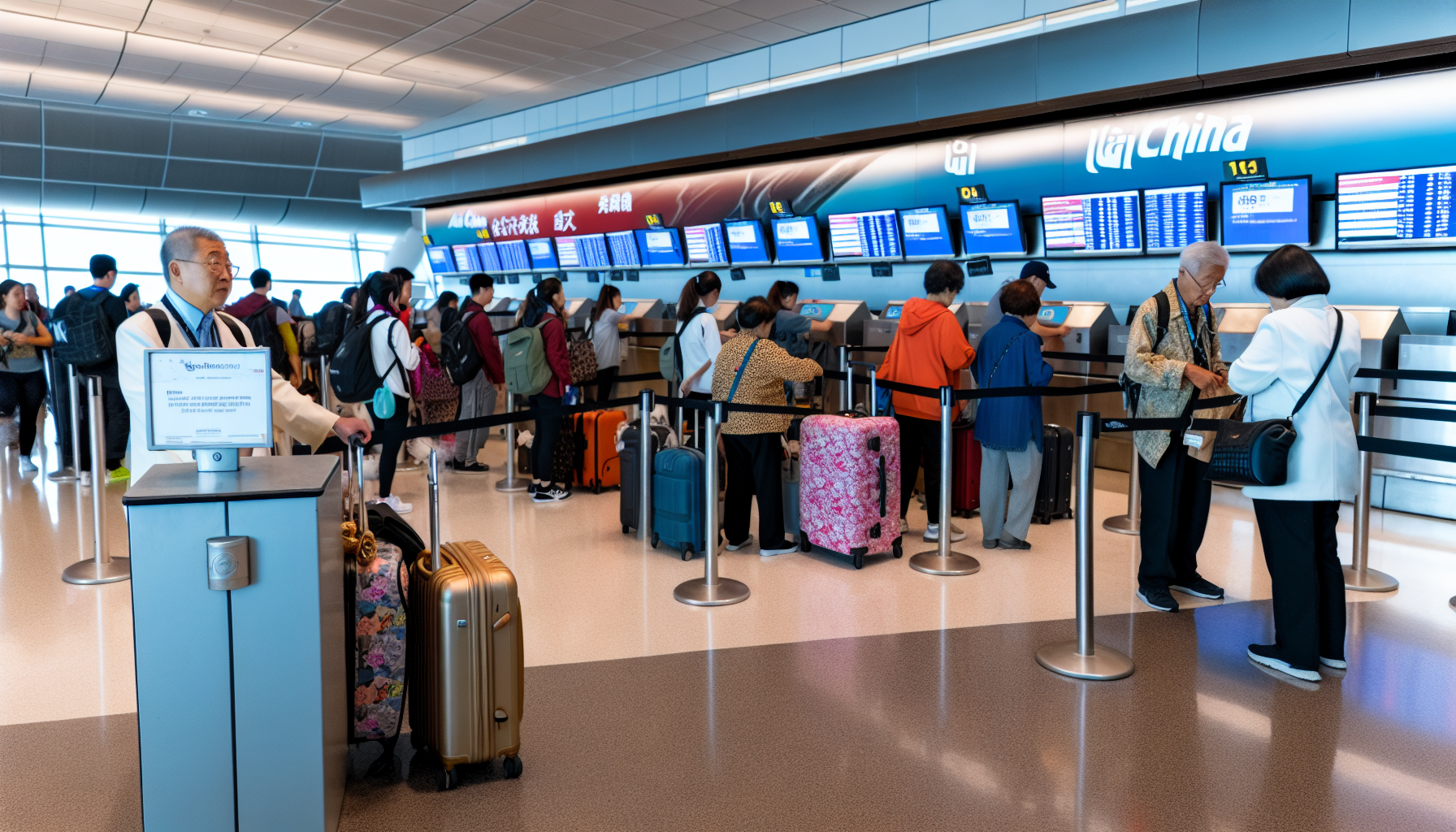 Air China check-in counters at JFK Terminal 1