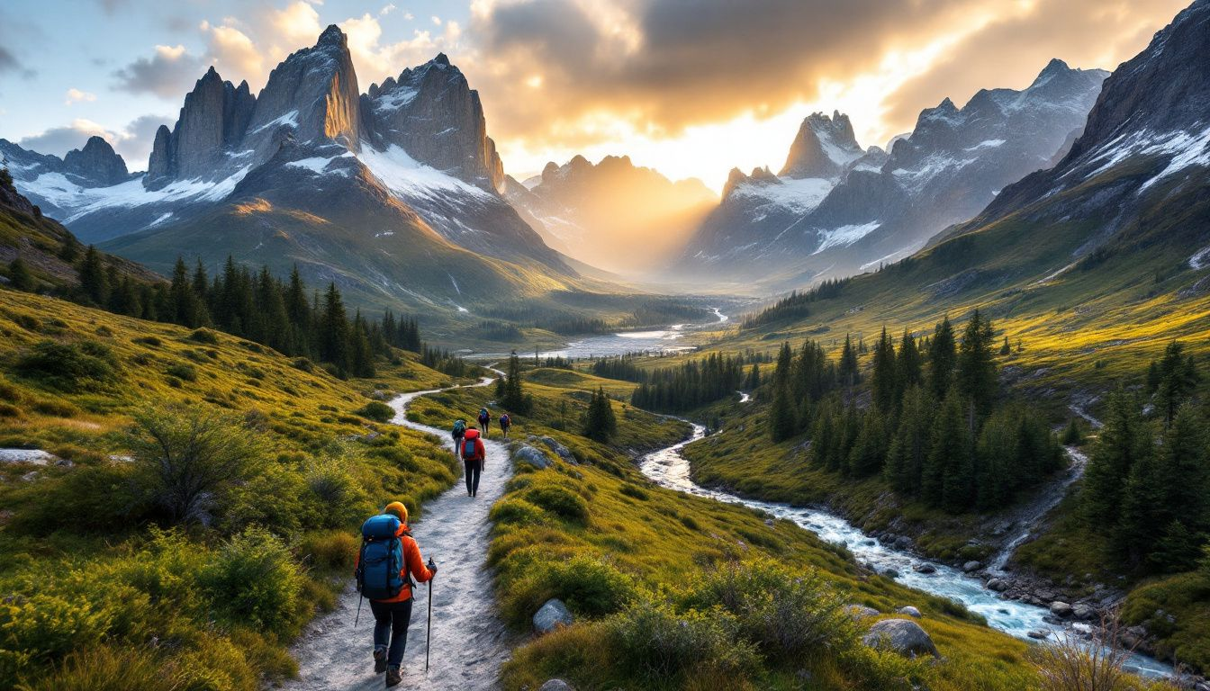 A scenic view of a popular trekking route in Torres del Paine, ideal for planning trips.