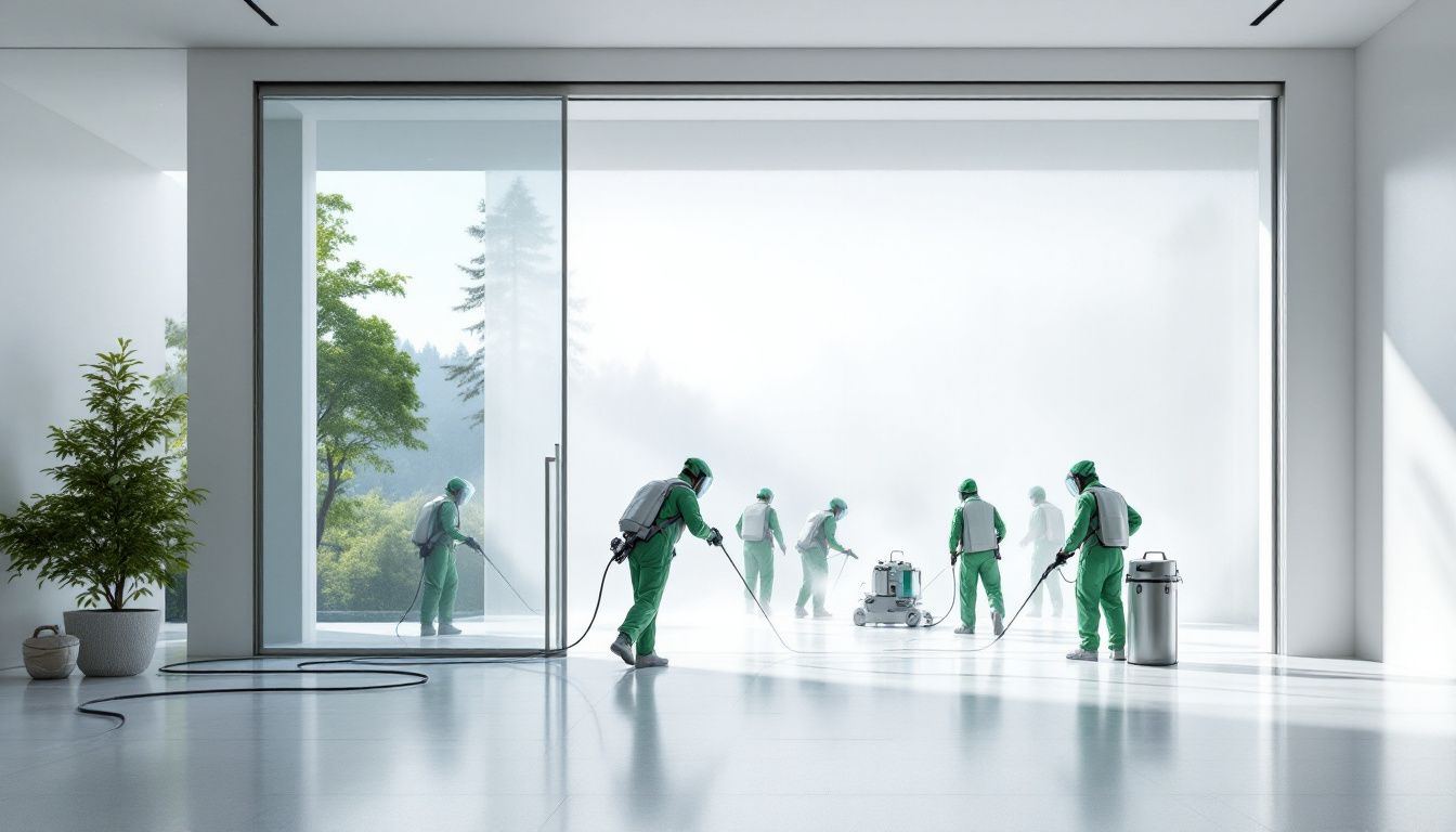 Mold damage restoration services in action, restoring a property affected by mold.