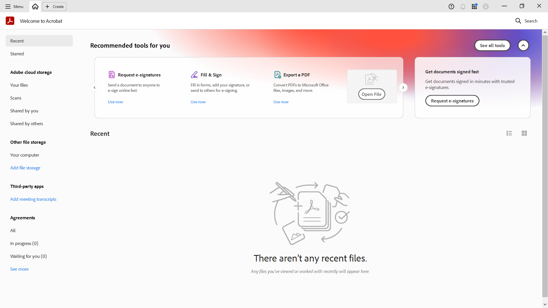 Adobe Acrobat Sign - Dashboard