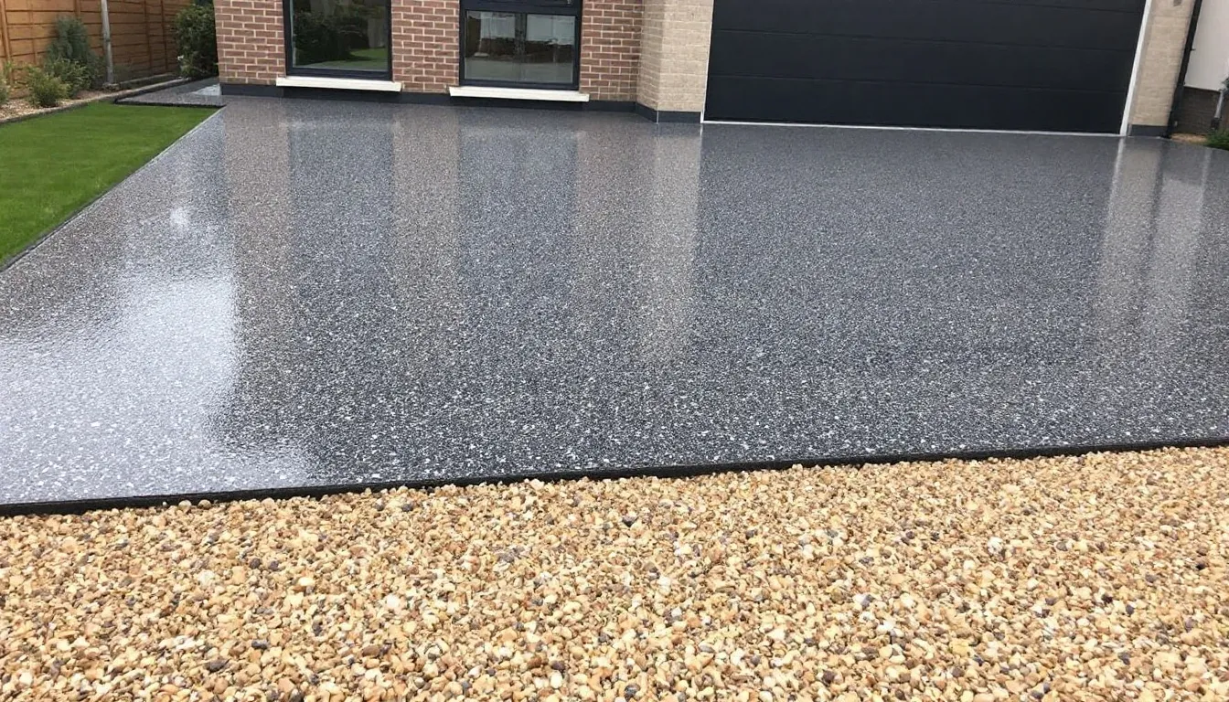 Key materials used in creating resin bound driveways, including gravel and resin.