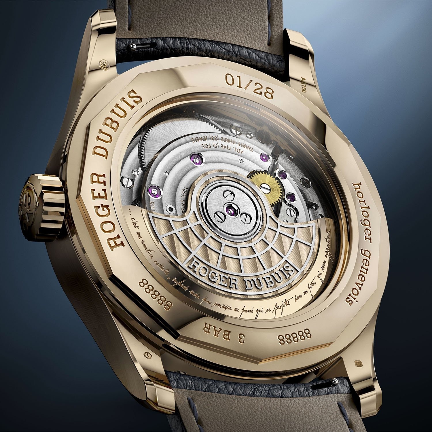 Close-up movement mekanis – calibre modern – 2026 – tampilan rotor dan finishing