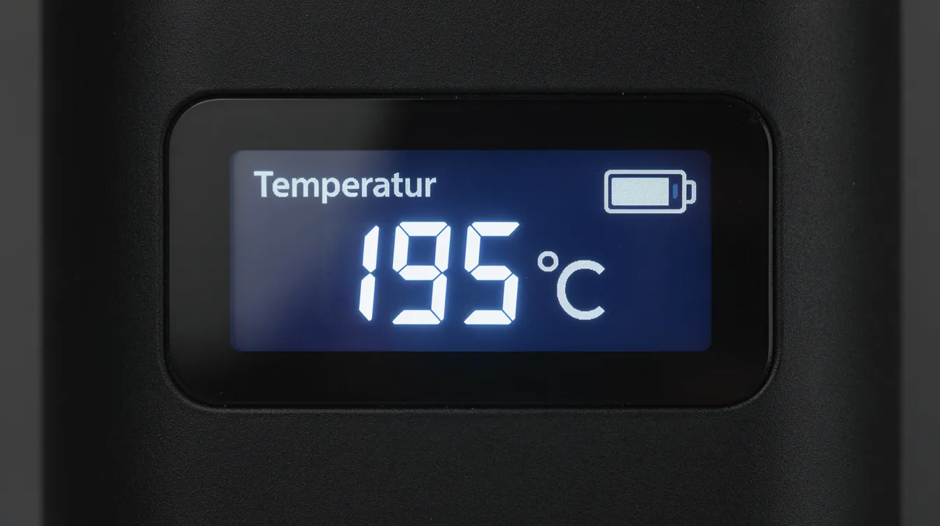 Das digitale Display eines Vaporizers zeigt die aktuelle Temperaturanzeige an, die für die Verdampfung von Cannabisblüten und Edibles wie Gummibärchen oder Schokolade wichtig ist. Der Nutzer kann die Temperatur anpassen, um die gewünschten Cannabinoide und Terpene optimal zu aktivieren und den Genuss zu maximieren.