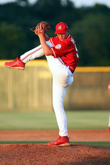 baseball pitcher in his windup