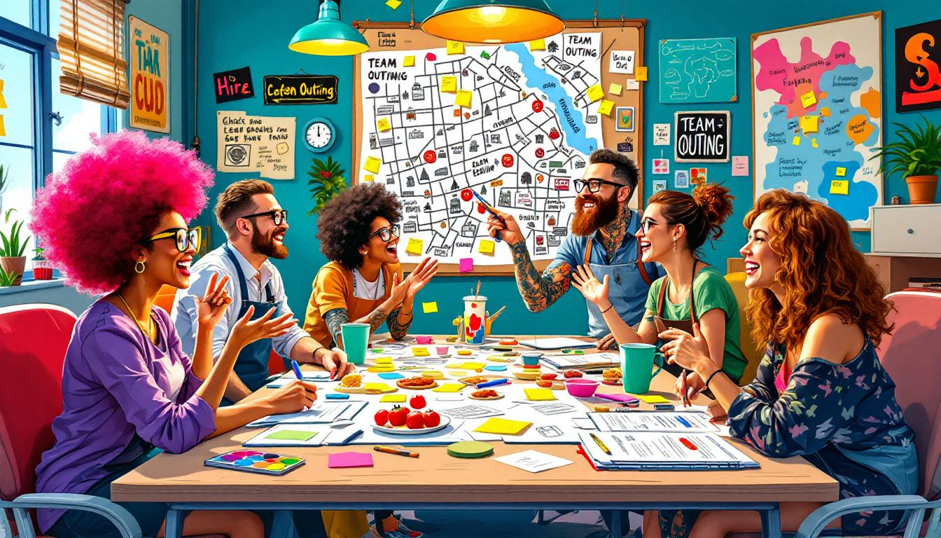 Planning a team outing with a checklist and brainstorming session.
