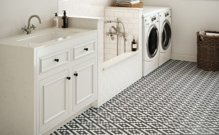 ceramic tile flooring in laundry room