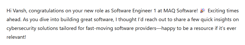 Generated LinkedIn message