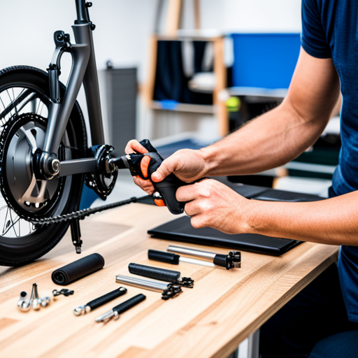 A picture of a person installing an e Bike conversion kit
