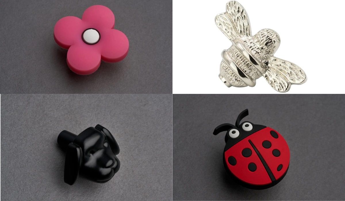 Bathroom accessories - four fun cabinet knobs - similar ideas for nature and animal designs - good for kids 