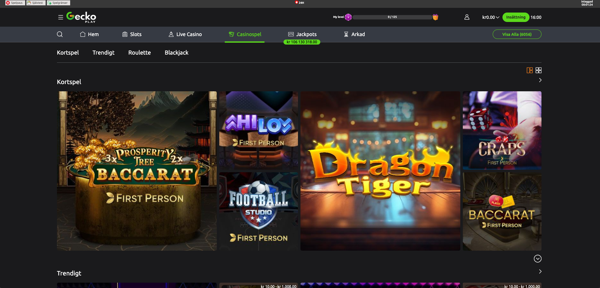 geckoplay casinospel - spela ansvarsfullt