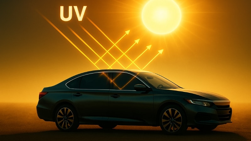 Car window tint film blocking the UV radiations