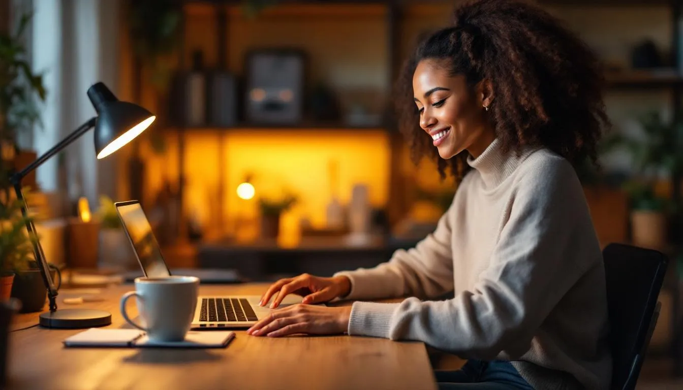 The image depicts a person engaged in an online chat, feeling supported and understood during a difficult moment. This conversation offers them free emotional support, helping them navigate their mental health struggles and life's challenges.