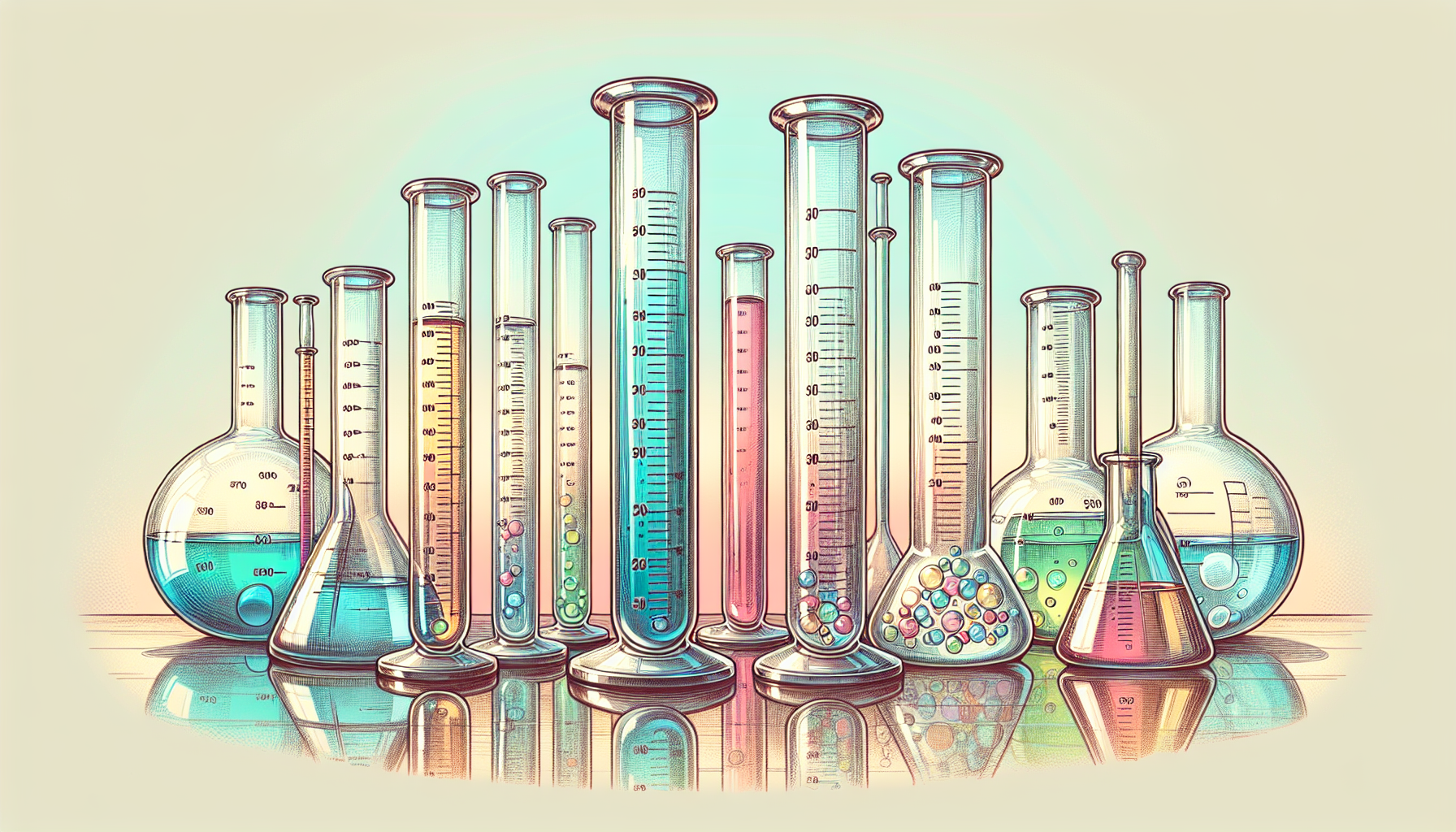 Illustration of various types of graduated cylinders